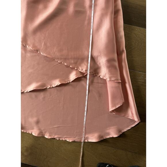 By Anthropologie Silky Satin Tiered Midi Skirt Pink/Rose women's size 10 NWT - Picture 6 of 7